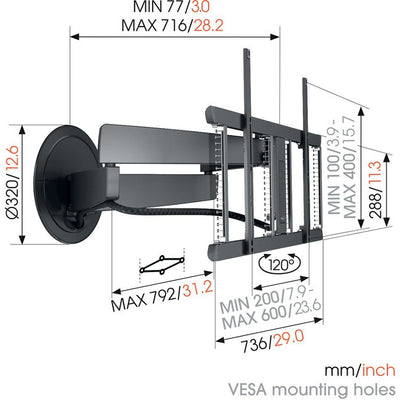 TVM7675 SIGNATURE SERIES 40"-77" 35KG MOTORISED WALL MOUNT MOTION MOUNT APP -3D LEVELLING VOGEL'S 43130589