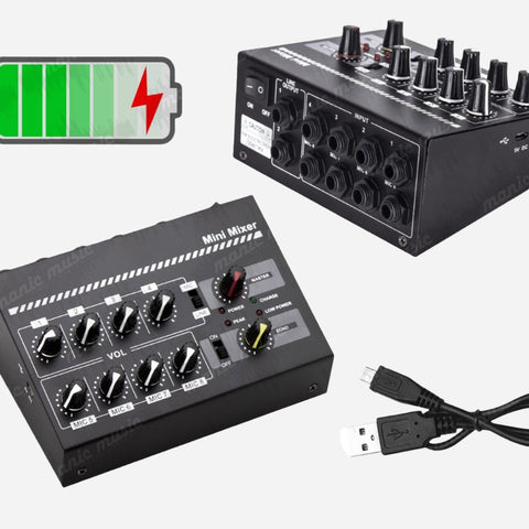 8 Channel Mini Mixer Rechargeable Metal Audio Sound Mixer Compact DJ Studio Echo Karaoke