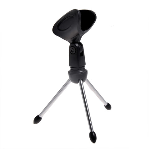 Mini Mic Stand Tripod with Microphone Clip Portable Set for Desktop Podcast