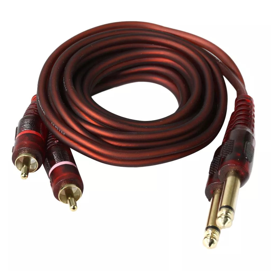 ACL Dual 1/4 inch 6.35mm Mono Jack to Dual RCA Stereo Audio Interconnect  Cable Patch Cable Cords 3 Meter