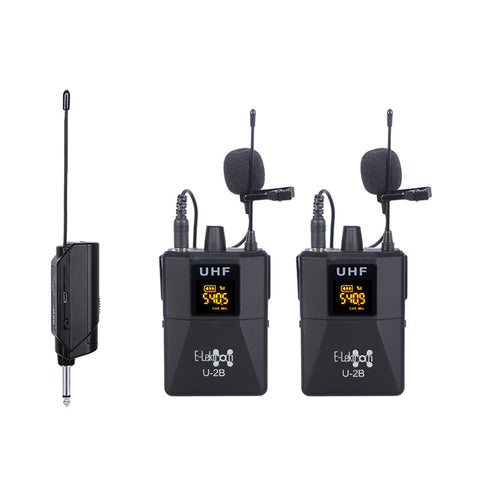 U-2BL Dynamic UHF 20 Channels Tuneable Universal 2 Wireless bodypack Headset Lavalier Microphone With Mini Plug Receiver