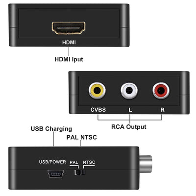 AV RCA to HDMI or HDMI to AV RCA Adapter Audio Video Converter for Composite Upscaling or Digital Downscaling