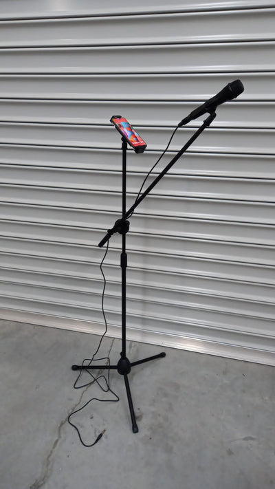 Microphone Mic Stand + Tablet and Phone Holder Mount Attachment