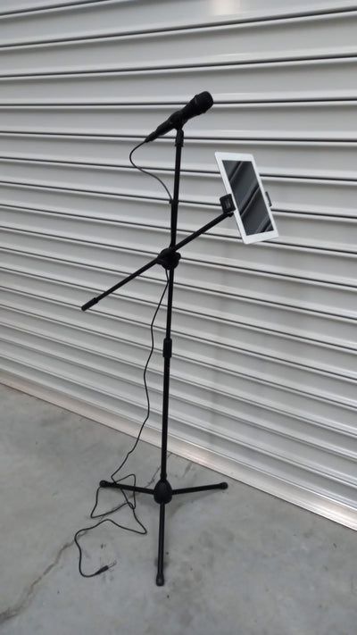 Microphone Mic Stand + Tablet and Phone Holder Mount Attachment