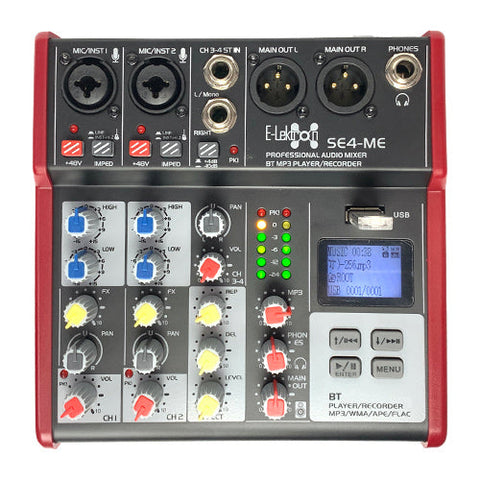 Live Audio SE-4 Channel Mixer incl. USB Bluetooth Soundcard Phantom Power