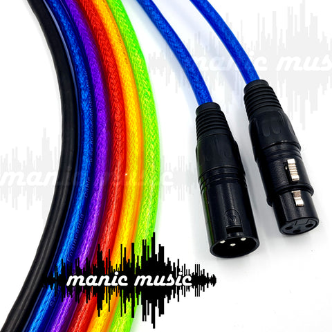 XLR Cable Male Female Jack 3-Pin Balanced Microphone Mic Lead with choice of 6 colours