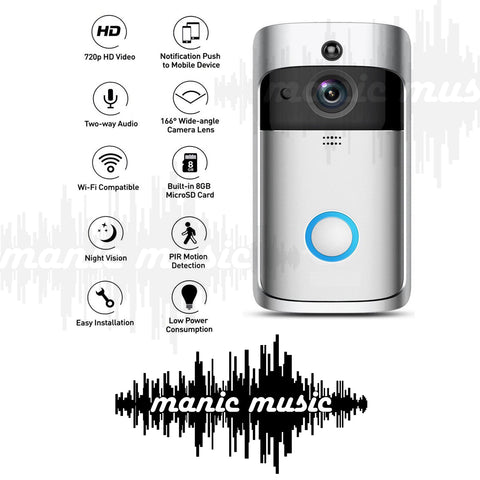 Smart WiFi Wireless Video Doorbell Security Camera + Chime + Battery included