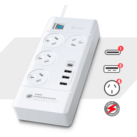 4 Outlet USB-A & USB-C Powerboard SANSAI PAD-8044